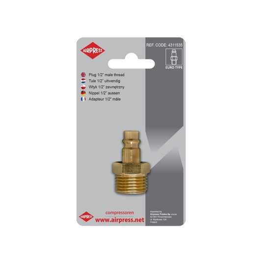 AIRPRESS SZYBKOZŁĄCZKA MĘSKA GW. ZEW. 1/2" 46815 -zdjęcie numer 1