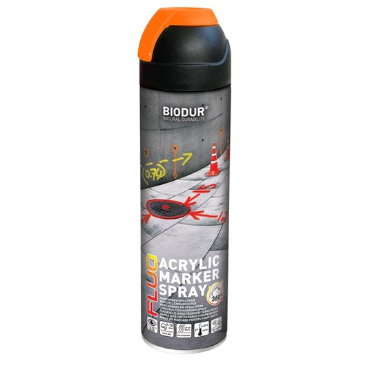 BIODUR SPRAY GEODEZYJNY FLUO POMARAŃCZOWY 500ml -zdjęcie numer 1