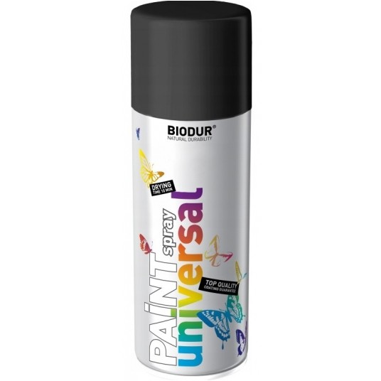 BIODUR SPRAY UNI. RAL9005 CZARNY POŁYSK 400ml -zdjęcie numer 1