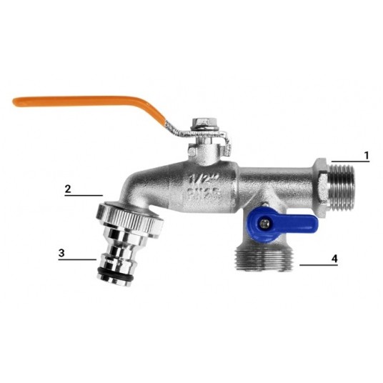 BRADAS KRAN KULOWY GZ 1/2" 2 X GZ3/4"+NYPEL DO SZY -zdjęcie numer 2
