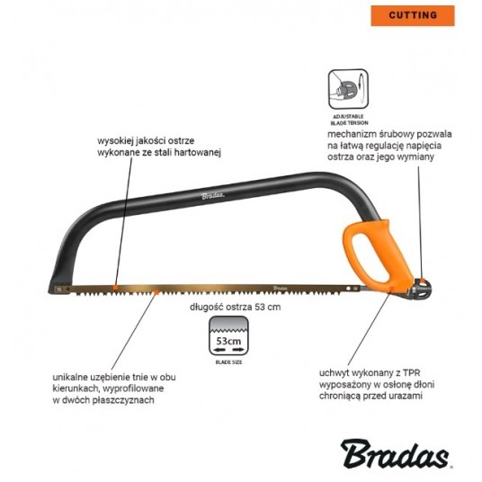 BRADAS PIŁA KABŁĄKOWA Z REGUL.NAPINACZEM 21" 53cm -zdjęcie numer 3