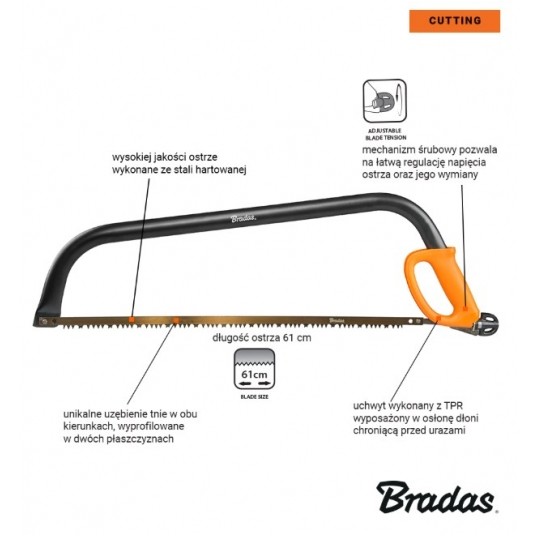 BRADAS PIŁA KABŁĄKOWA Z REGUL.NAPINACZEM 24" 61cm -zdjęcie numer 3