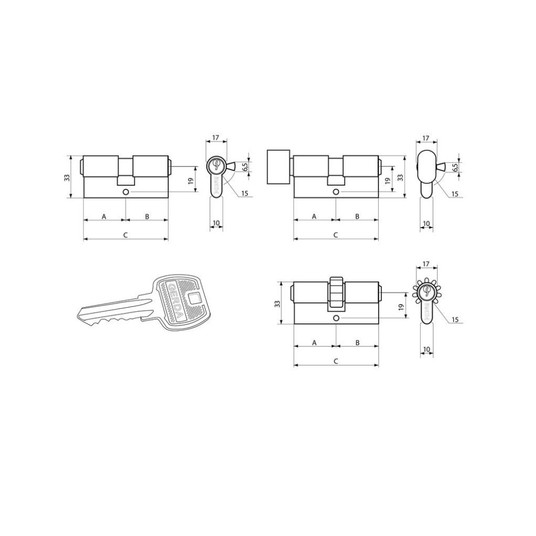 GERDA WKŁADKA DO ZAMKA 30/50 MOSIĄDZ WKE1 -zdjęcie numer 2