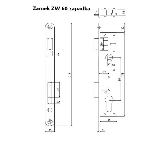 GERDA ZAMEK WĄSKI ZAPADKOW NA WKŁADKĘ ZW 60Z 90/22 -zdjęcie numer 2