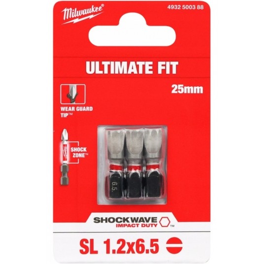 MILWAUKEE GROT PŁASKI 1.2x6.5 SHOCKWAVE 3szt -zdjęcie numer 2
