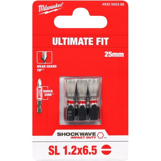 MILWAUKEE GROT PŁASKI 1.2x6.5 SHOCKWAVE 3szt -zdjęcie numer 2