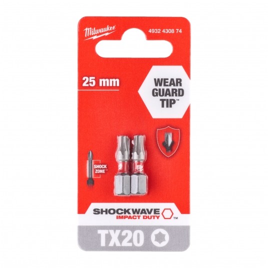 MILWAUKEE GROT TORX TX20 25mm 2-PAK SHOCKWAVE BL -zdjęcie numer 2