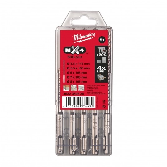 MILWAUKEE KOMPLET WIERTEŁ SDS+ MX4 5szt 493235283 -zdjęcie numer 2