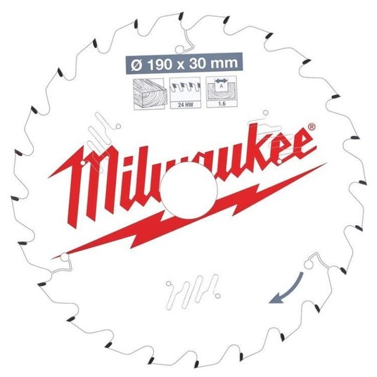 MILWAUKEE PIŁA TARCZOWA 190mm 24z 4932471300 -zdjęcie numer 1