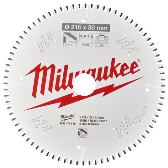 MILWAUKEE PIŁA TARCZOWA 216mm 80Z ALUMINIUM -zdjęcie numer 2