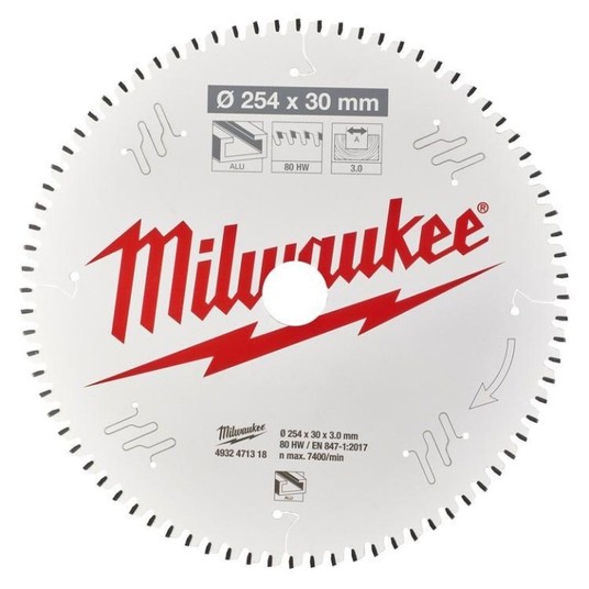 MILWAUKEE PIŁA TARCZOWA 254mm 80Z ALUMINIUM -zdjęcie numer 2