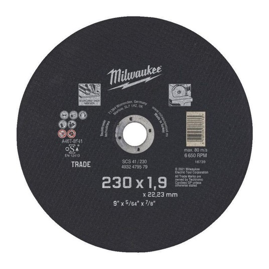MILWAUKEE TARCZA DO METALU 230x1.9mm 4932479579 -zdjęcie numer 1