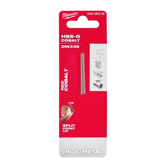 MILWAUKEE WIERTŁO DO METALU HSS-G RED COBALT 1.5 -zdjęcie numer 5