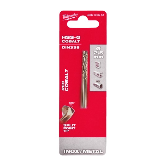 MILWAUKEE WIERTŁO DO METALU HSS-G RED COBALT 2.5 -zdjęcie numer 5