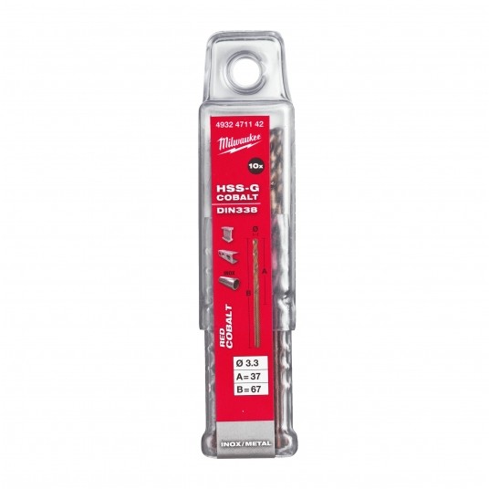 MILWAUKEE WIERTŁO DO METALU HSS-G RED COBALT 3.3 -zdjęcie numer 2