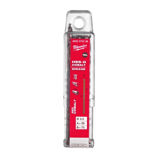 MILWAUKEE WIERTŁO DO METALU HSS-G RED COBALT 3.5 -zdjęcie numer 2