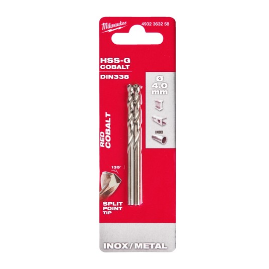 MILWAUKEE WIERTŁO DO METALU HSS-G RED COBALT 4.0 -zdjęcie numer 4