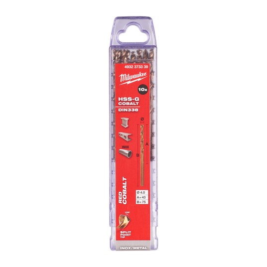 MILWAUKEE WIERTŁO DO METALU HSS-G RED COBALT 4.0 -zdjęcie numer 2