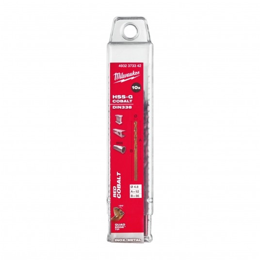 MILWAUKEE WIERTŁO DO METALU HSS-G RED COBALT 4.8 -zdjęcie numer 2