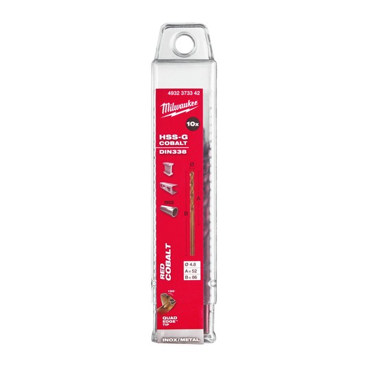 MILWAUKEE WIERTŁO DO METALU HSS-G RED COBALT 4.8 -zdjęcie numer 2