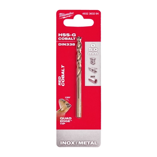 MILWAUKEE WIERTŁO DO METALU HSS-G RED COBALT 5.0 -zdjęcie numer 4