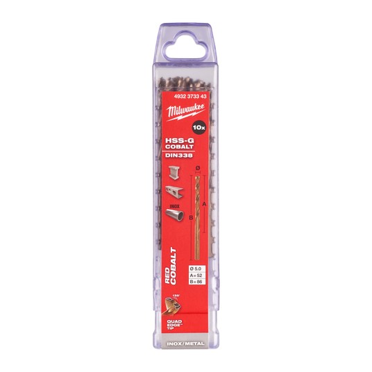 MILWAUKEE WIERTŁO DO METALU HSS-G RED COBALT 5.0 -zdjęcie numer 2