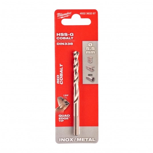 MILWAUKEE WIERTŁO DO METALU HSS-G RED COBALT 5.5 -zdjęcie numer 5