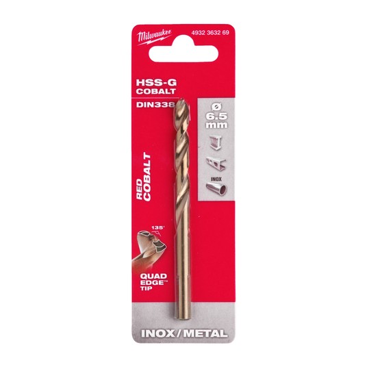 MILWAUKEE WIERTŁO DO METALU HSS-G RED COBALT 6.5 -zdjęcie numer 4