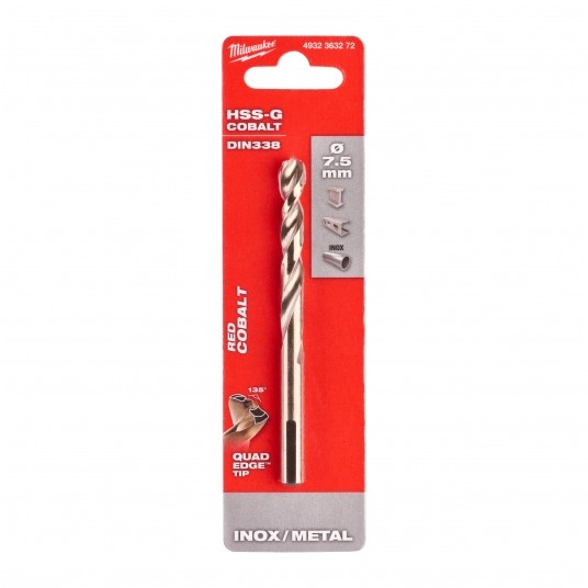 MILWAUKEE WIERTŁO DO METALU HSS-G RED COBALT 7.5 -zdjęcie numer 5