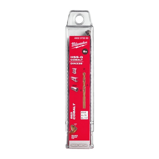 MILWAUKEE WIERTŁO DO METALU HSS-G RED COBALT 8.0 -zdjęcie numer 2
