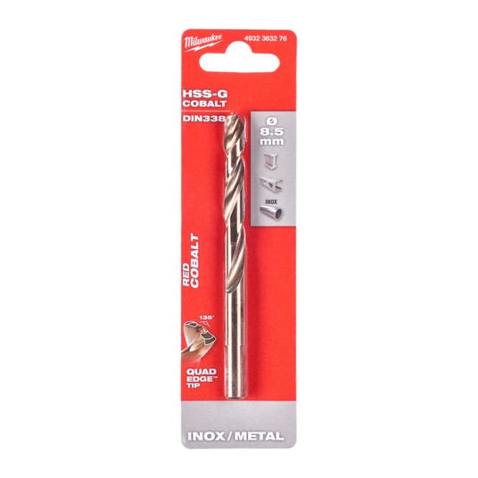 MILWAUKEE WIERTŁO DO METALU HSS-G RED COBALT 8.5 -zdjęcie numer 4
