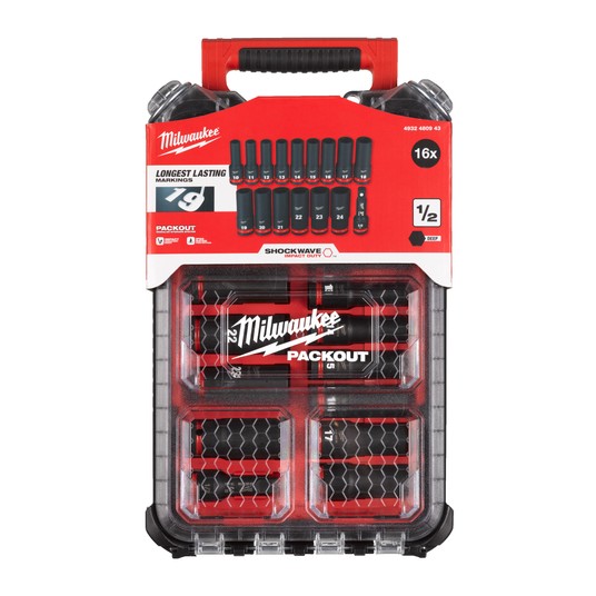 MILWAUKEE ZESTAW NASADEK UDAR. 1/2" PACKOUT 16el -zdjęcie numer 3