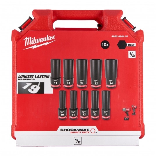 MILWAUKEE ZESTAW NASADEK UDAR. DŁUG. 1/2" 10szt -zdjęcie numer 3