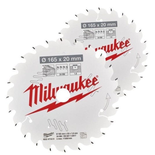 MILWAUKEE ZESTAW TARCZ 165x20 40z TWIN PACK 2szt -zdjęcie numer 1