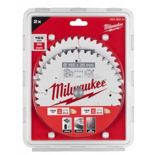 MILWAUKEE ZESTAW TARCZ 165x20 40z TWIN PACK 2szt -zdjęcie numer 1