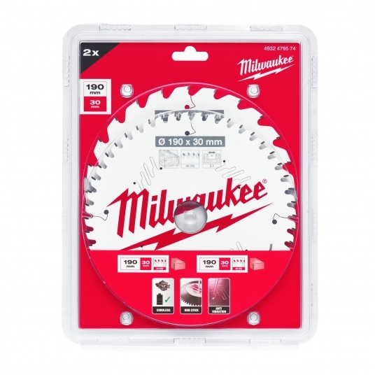 MILWAUKEE ZESTAW TARCZ 190x30 24/48z 4932479574 -zdjęcie numer 3