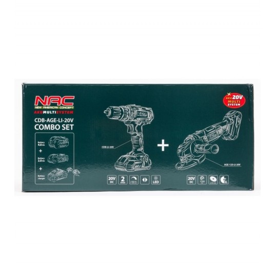 NAC ZESTAW AKU. WKRĘTARKA+SZLIFIERKA CDB-AGE-LI-20 -zdjęcie numer 10