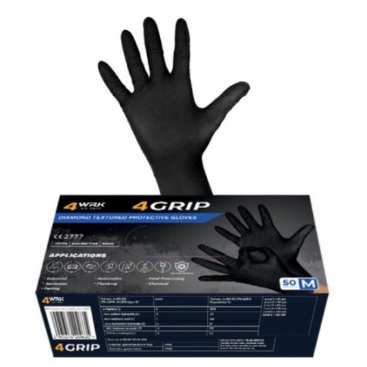 RĘKAWICE NITRYLOWE 4WRK 4GRIP BLACK 50szt. r.10/XL -zdjęcie numer 1