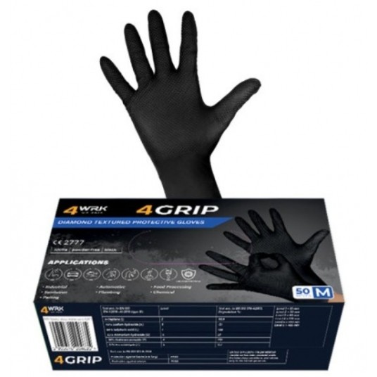 RĘKAWICE NITRYLOWE 4WRK 4GRIP BLACK 50szt. r.11/2X -zdjęcie numer 1