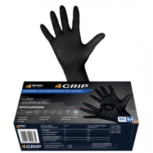 RĘKAWICE NITRYLOWE 4WRK 4GRIP BLACK 50szt. r. 8/M -zdjęcie numer 1