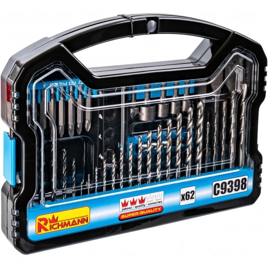 RICHMANN KOMPLET WIERTEŁ NA BIT 1/4 62el. C9398 -zdjęcie numer 1