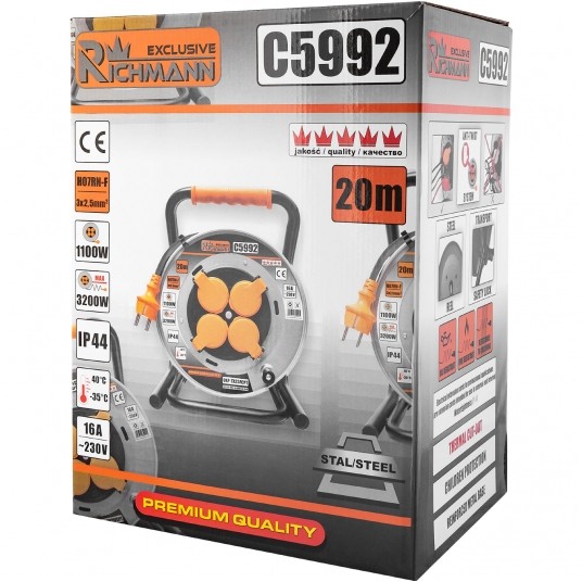 RICHMANN PRZEDŁUŻACZ BĘBNOWY 4 GNIAZDA 20m 3X2.5 -zdjęcie numer 2