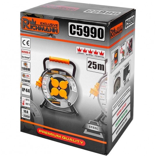 RICHMANN PRZEDŁUŻACZ BĘBNOWY 4 GNIAZDA 25m 3X1.5 -zdjęcie numer 8