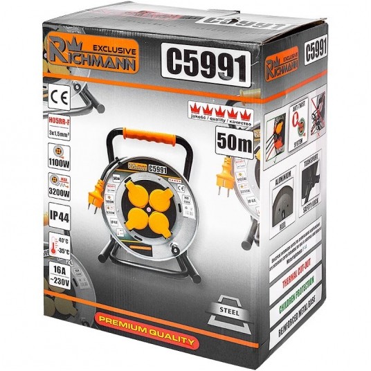 RICHMANN PRZEDŁUŻACZ BĘBNOWY 4 GNIAZDA 50m 3X1.5 -zdjęcie numer 8