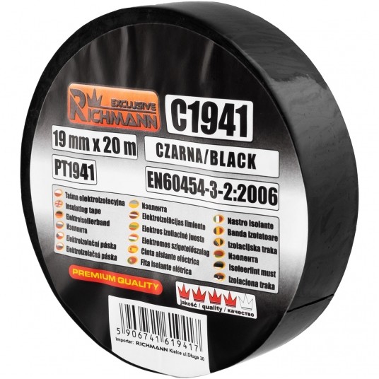 RICHMANN TAŚMA IZOLACYJNA 19mm 20m CZARNA C1941 -zdjęcie numer 1