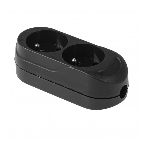 SHARKNES GNIAZDO DWUKROTNE 2P+Z CZARNY SH-70103 -zdjęcie numer 1