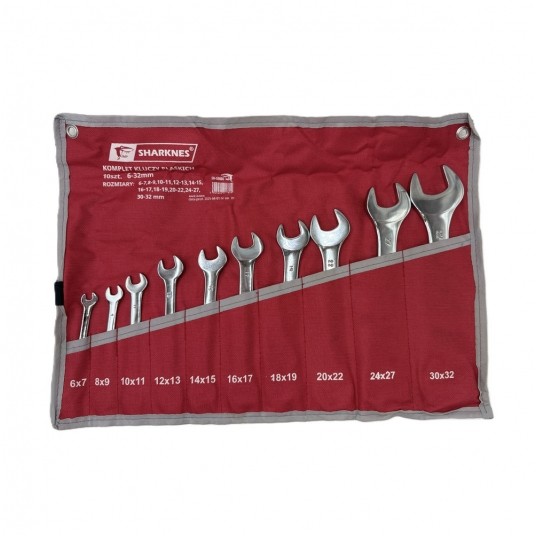 SHARKNES KOMPLET KLUCZY PŁASKICH 10szt 6-32mm -zdjęcie numer 1