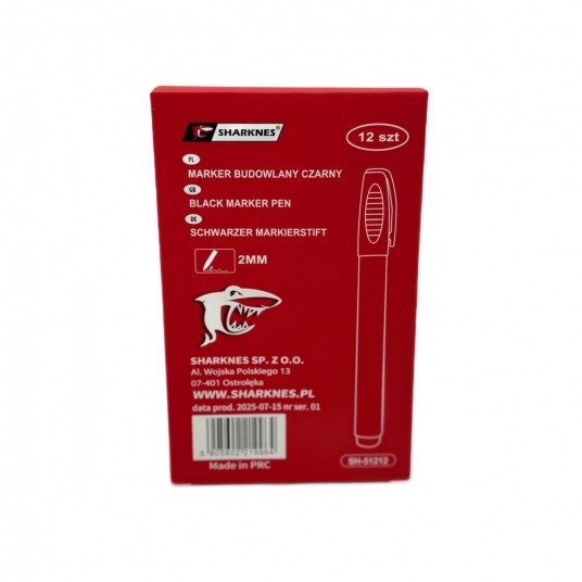 SHARKNES MARKER BUDOWLANY CZARNY 2mm SH-51212 -zdjęcie numer 3