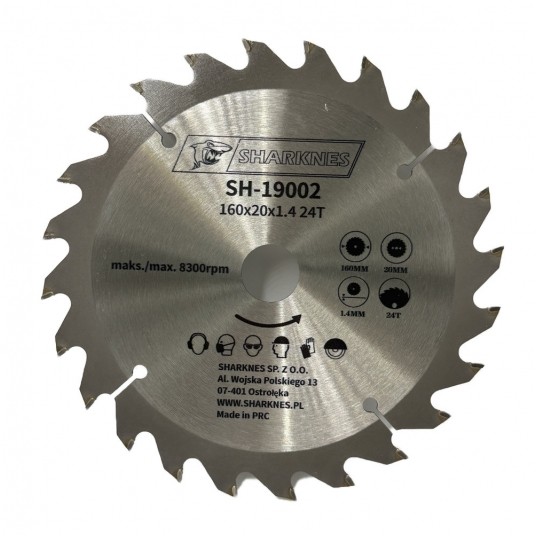 SHARKNES PIŁA TARCZOWA WIDIOWA 160x20x1.4 24z -zdjęcie numer 1