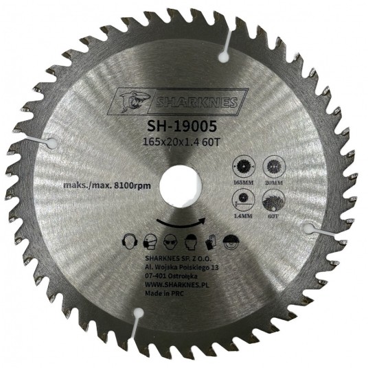 SHARKNES PIŁA TARCZOWA WIDIOWA 165x20x1.4 60z -zdjęcie numer 1
